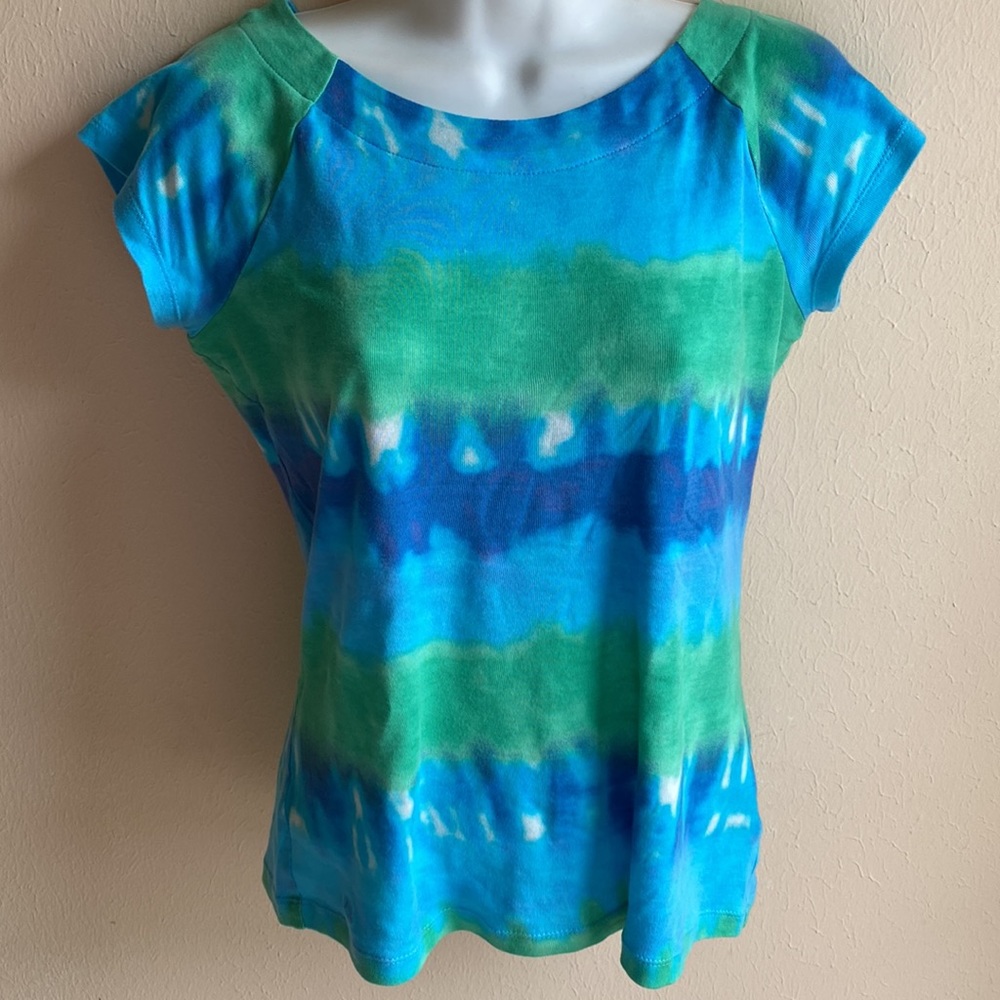 Ralph Lauren Ombré Tie Dye Cotton Tee Blue Green M